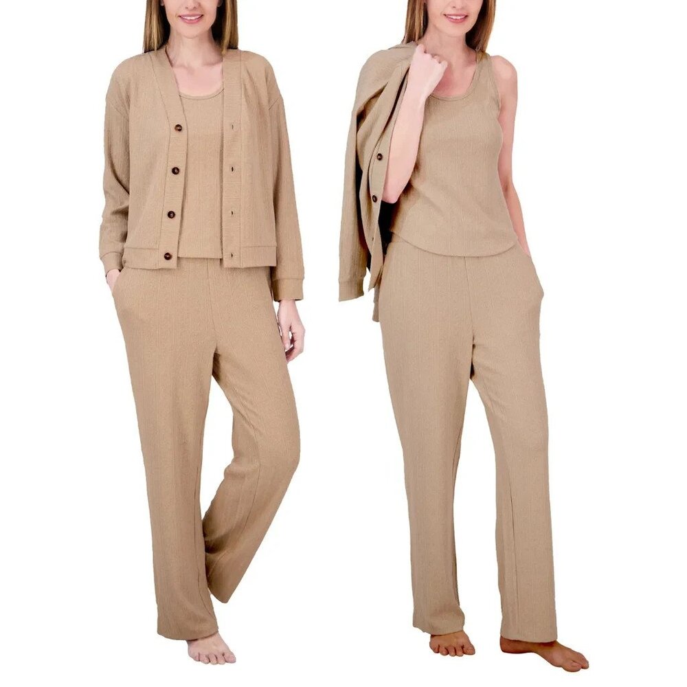 Live2Lounge Women's‎ 3 Piece Textured Cable Knit Lounge Set